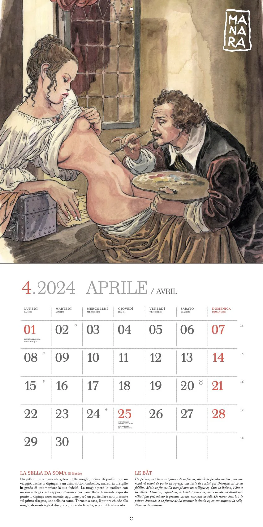 Calendario Milo Manara 2024 - Le Favole Libertine - Image 3
